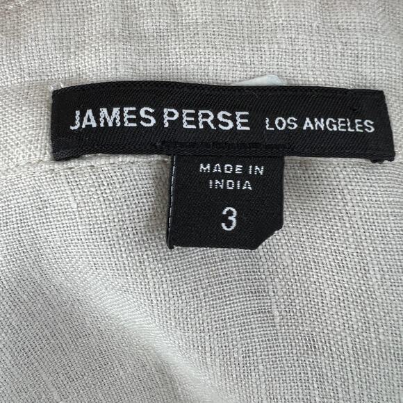 JAMES PERSE Linen Ivory Beige Long Sleeve Woven Shirt Button-Up WLSL3647 3 L - Picture 8 of 10